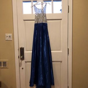 blue with sequin top back open